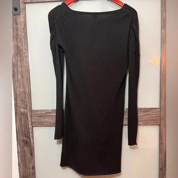 Qi Cashmere Little Black Dress Asymmetrical Neckline 100% Cashmere Women's S - Picture 8 of 8
